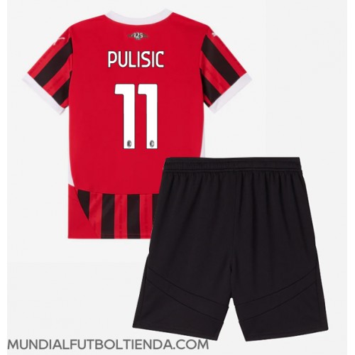 Camiseta AC Milan Christian Pulisic #11 Primera Equipación Replica 2024-25 para niños mangas cortas (+ Pantalones cortos)